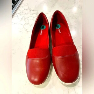 Easy Spirit Bounce Women's Red Leather Slip-on Loafer Shoes Size 8